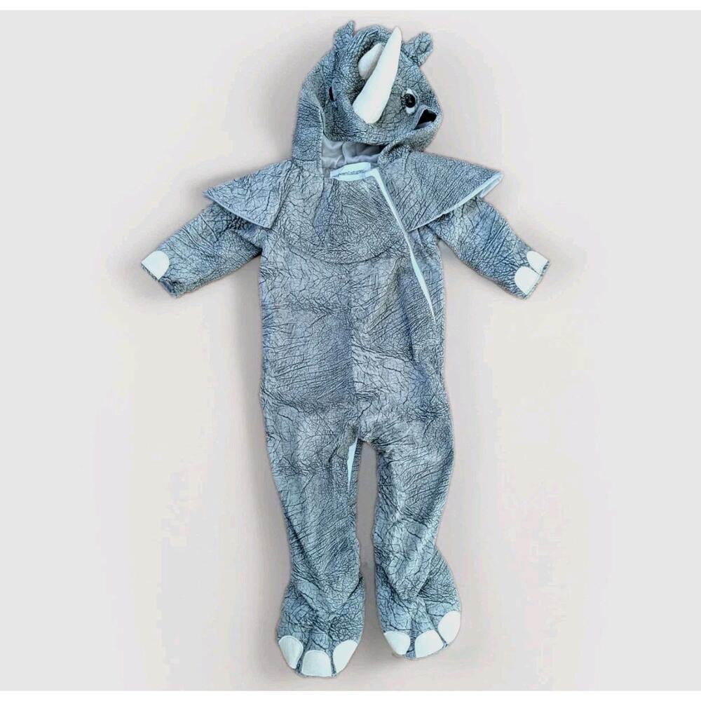Infant Rhinoceros Halloween Costume Size 12-18 Months 1 Year Gray Full Outfit - Picture 2 of 5